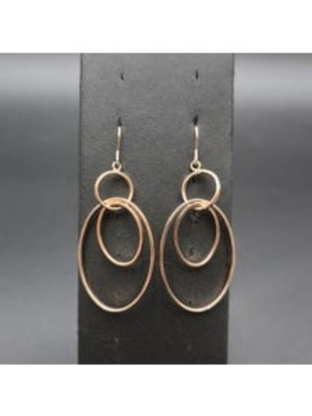 Sterling Silver Interlocking Multi Hoop Earrings - Rose Gold Plated Tiered A8225